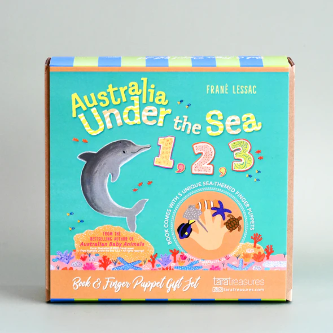 "Australia Under the Sea 1, 2, 3" By Frané Lessac - Book and Finger Puppet Set