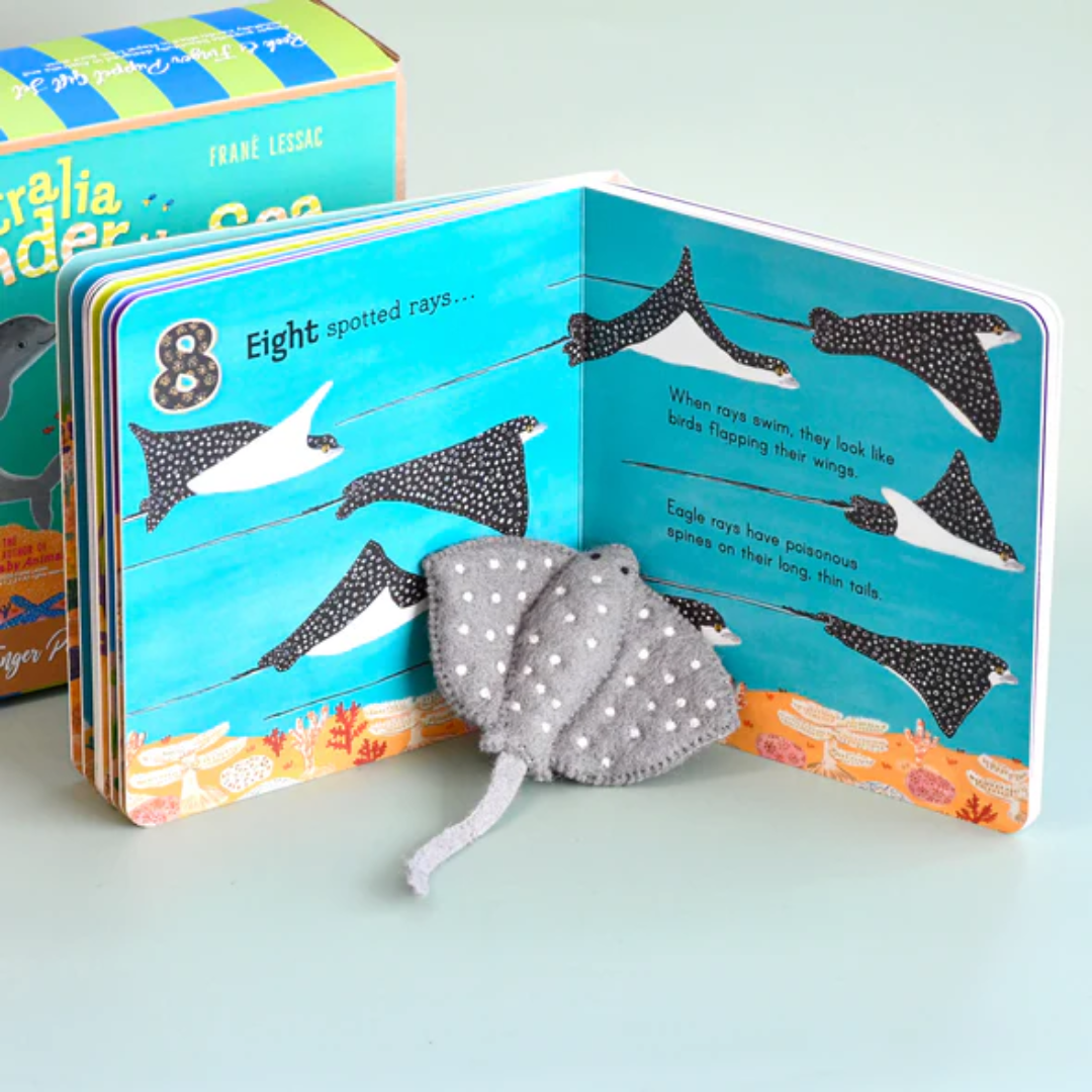 "Australia Under the Sea 1, 2, 3" By Frané Lessac - Book and Finger Puppet Set
