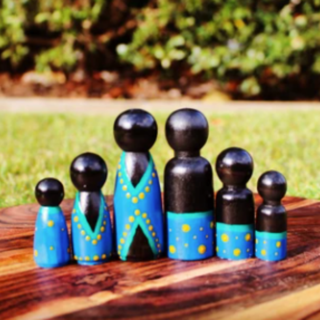 Aboriginal Peg Dolls - Blue