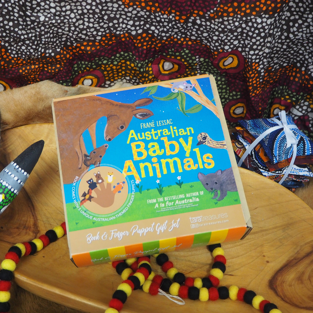 &quot;Australian Baby Animals&quot; Book and Finger Puppet Set By Frané Lessac