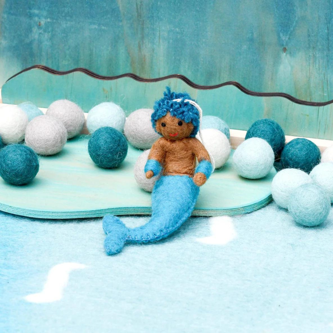 Felt Coral Merman Hanging - Blue Tail