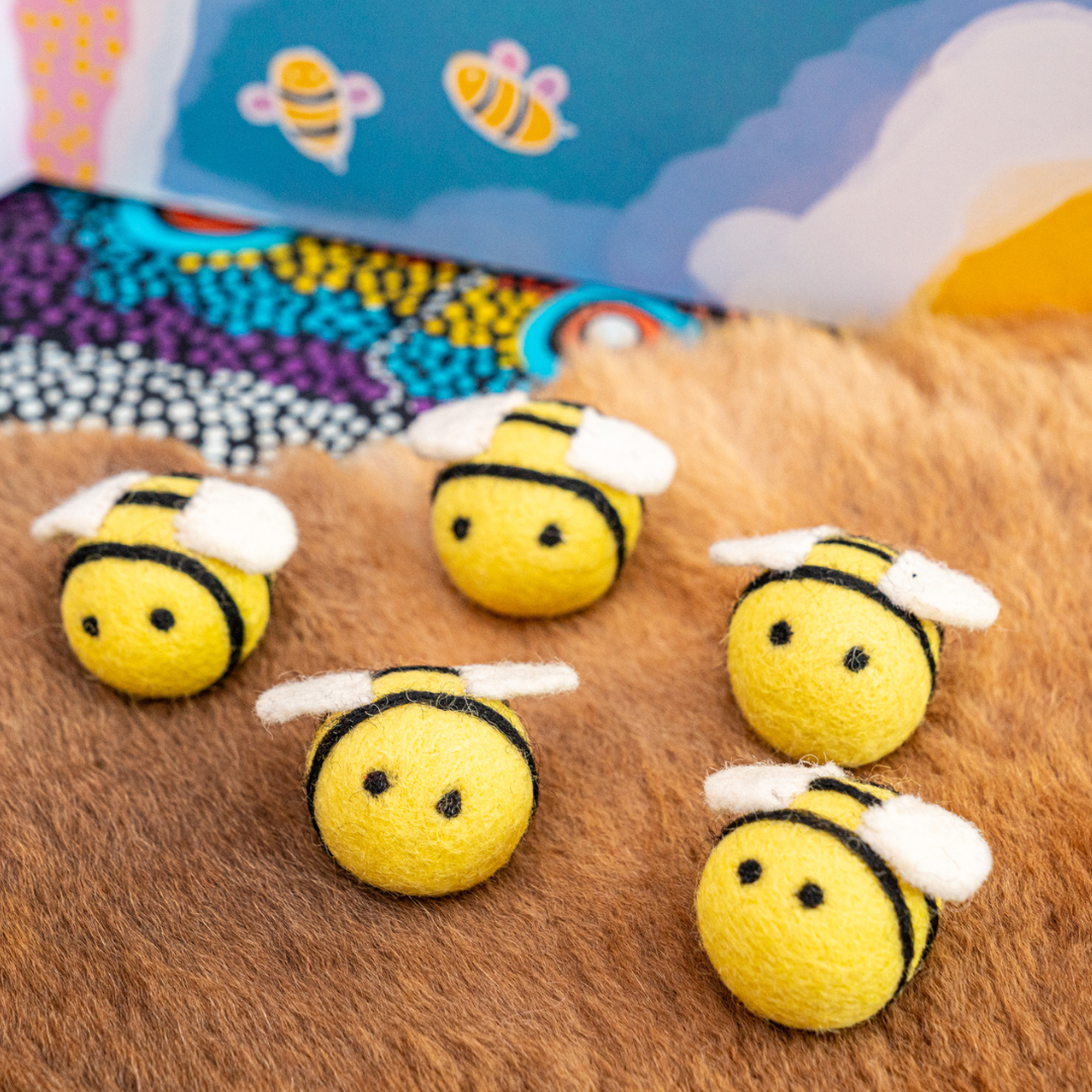 Felt Bees Loose Parts - 5 Bees