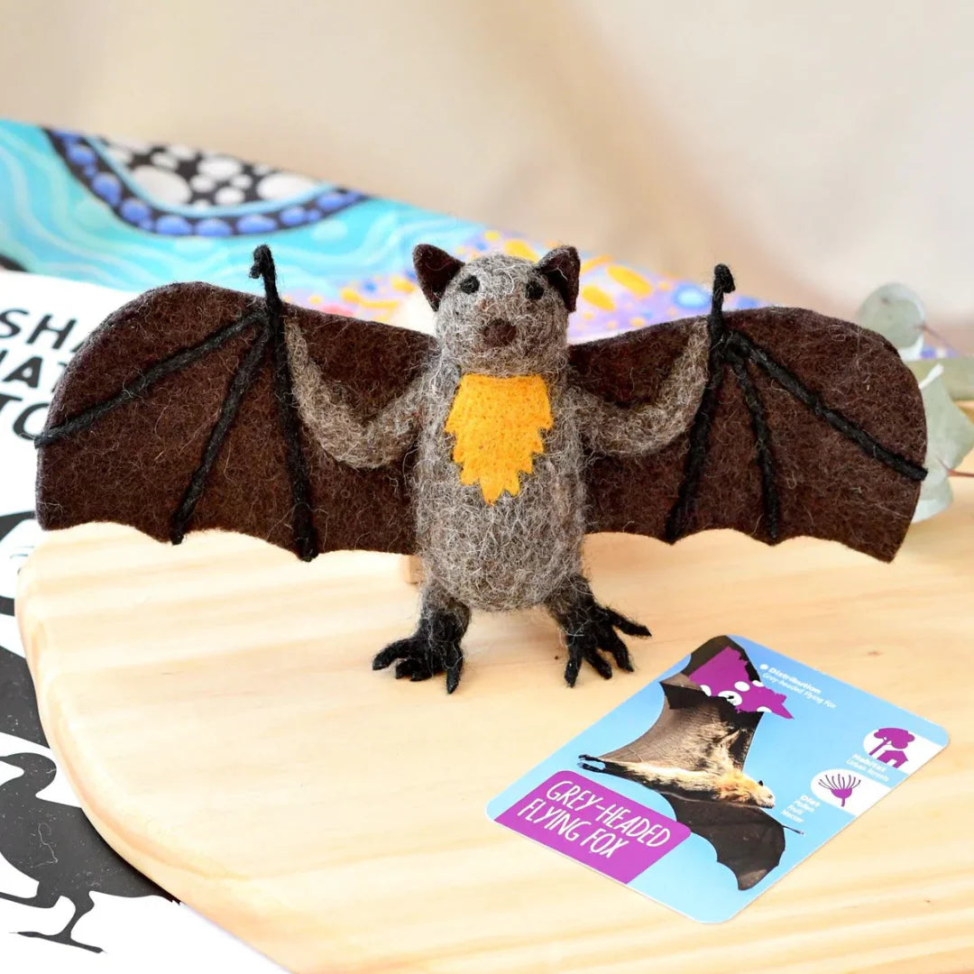 Felt Australian Toy - Grey-Headed Flying Fox - Victoria Nature's Mascots School Program