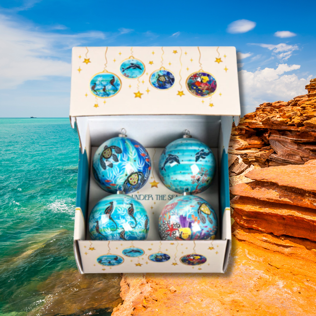 4 Pack Aboriginal Christmas Baubles - Under the Sea