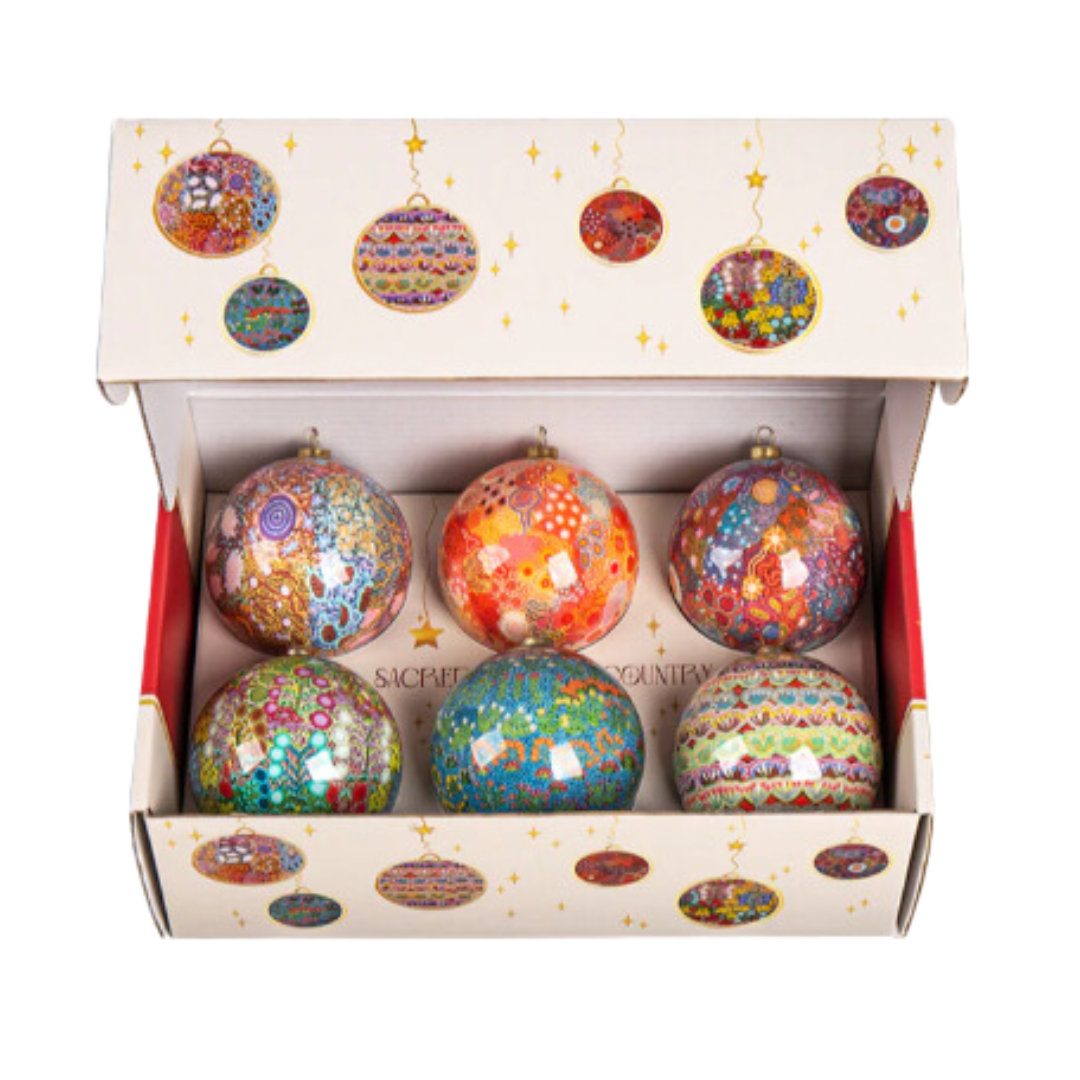 6 Pack Aboriginal Christmas Baubles - Sacred Country