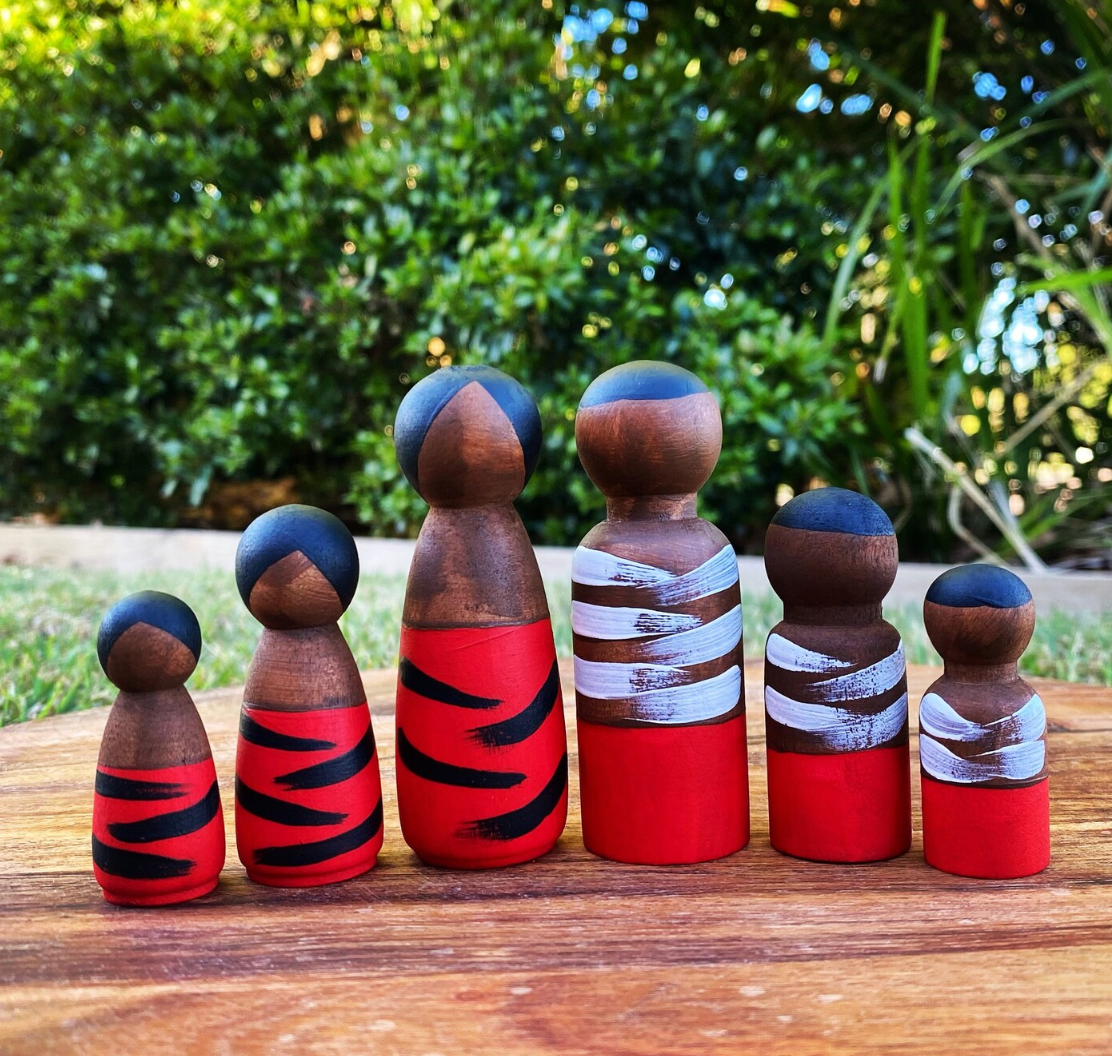 Aboriginal Peg Dolls - Red