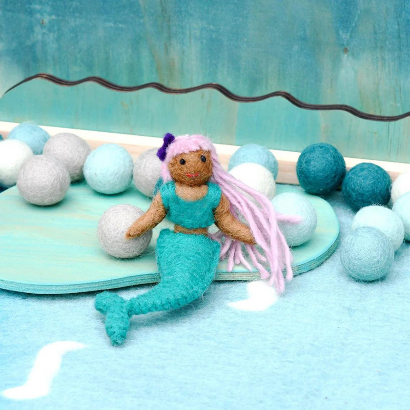 Felt Coral Mermaid Hanging - Turquoise Tail