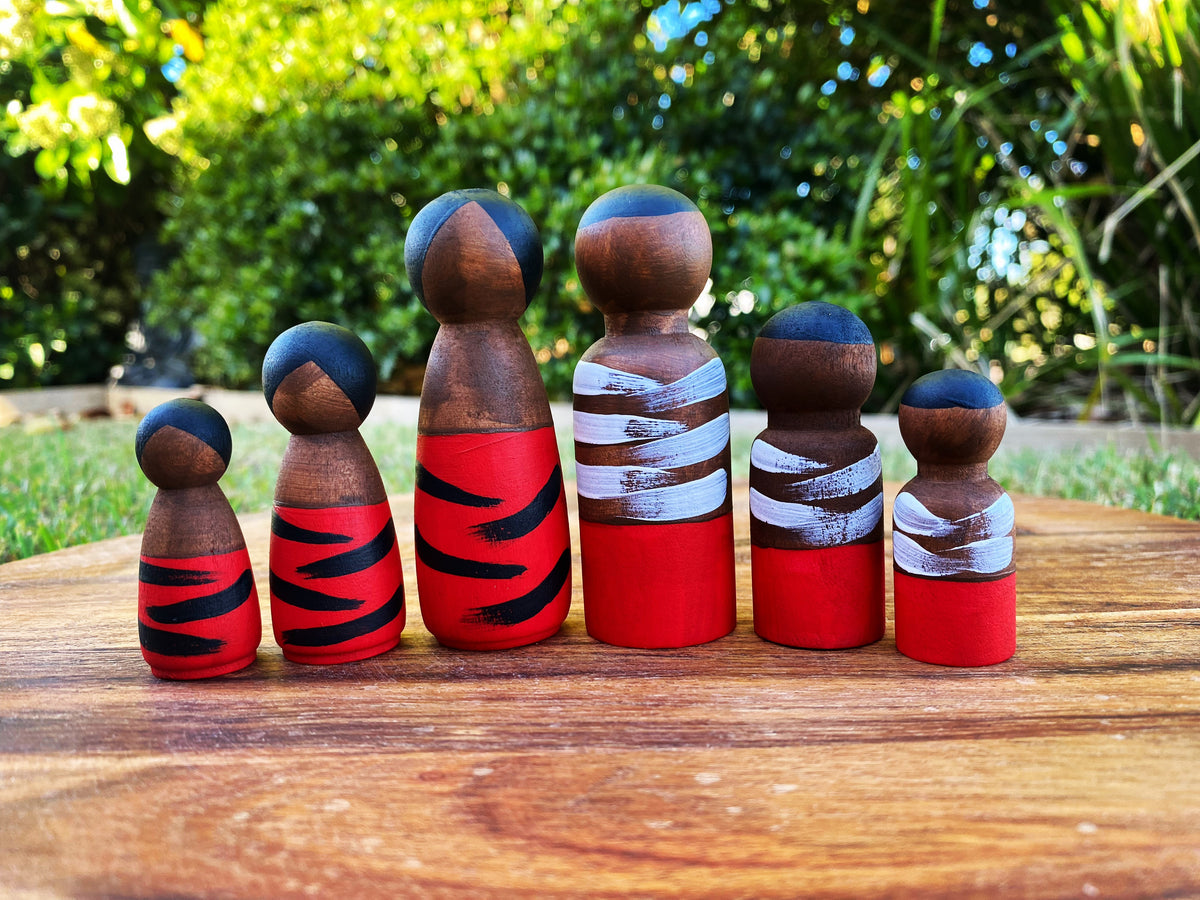 Aboriginal Peg Dolls - Red