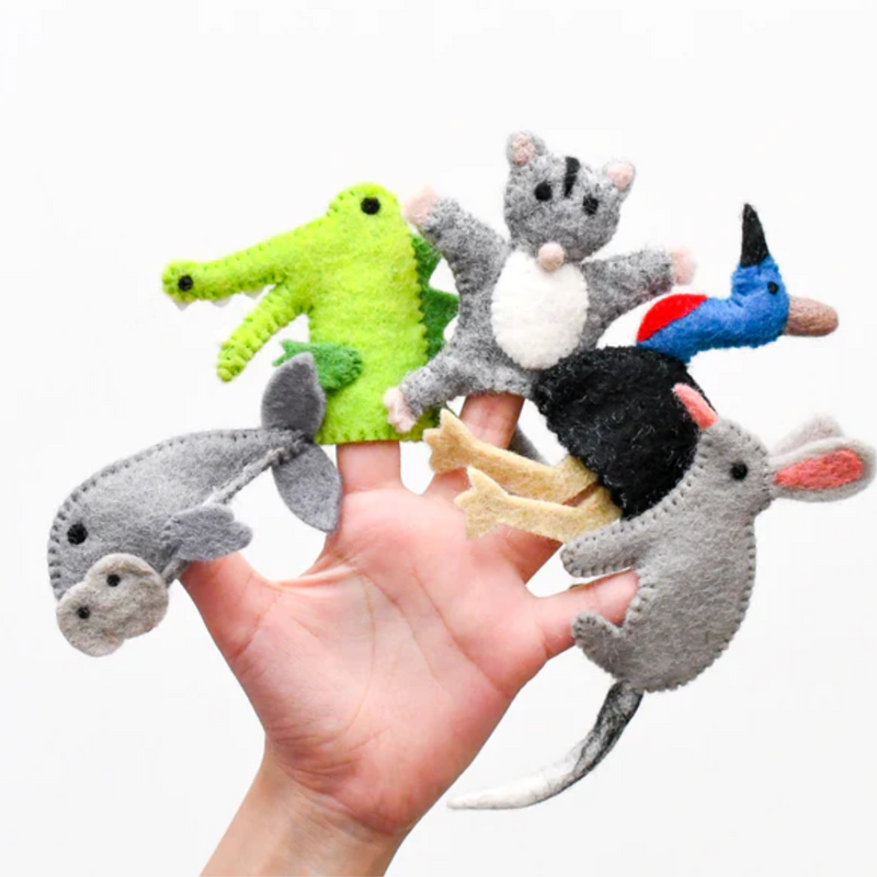 Australian animal hand deals puppets