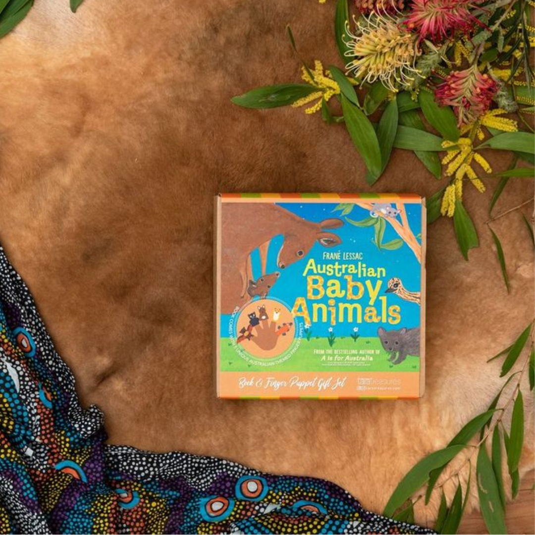 &quot;Australian Baby Animals&quot; By Frané Lessac (Book and Finger Puppet Set)