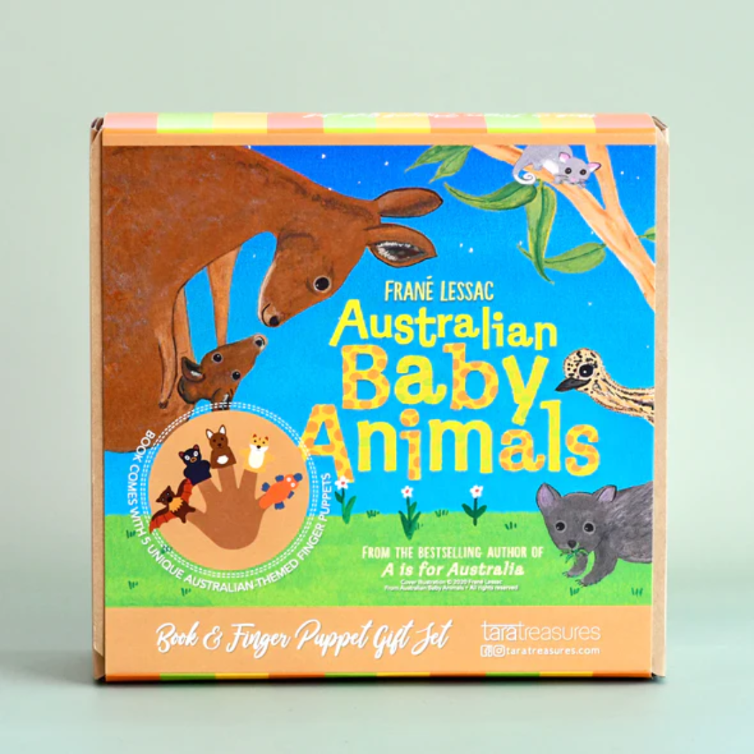 &quot;Australian Baby Animals&quot; By Frané Lessac (Book and Finger Puppet Set)