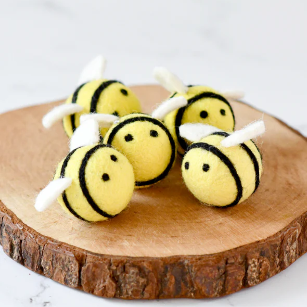 Felt Bees Loose Parts - 5 Bees