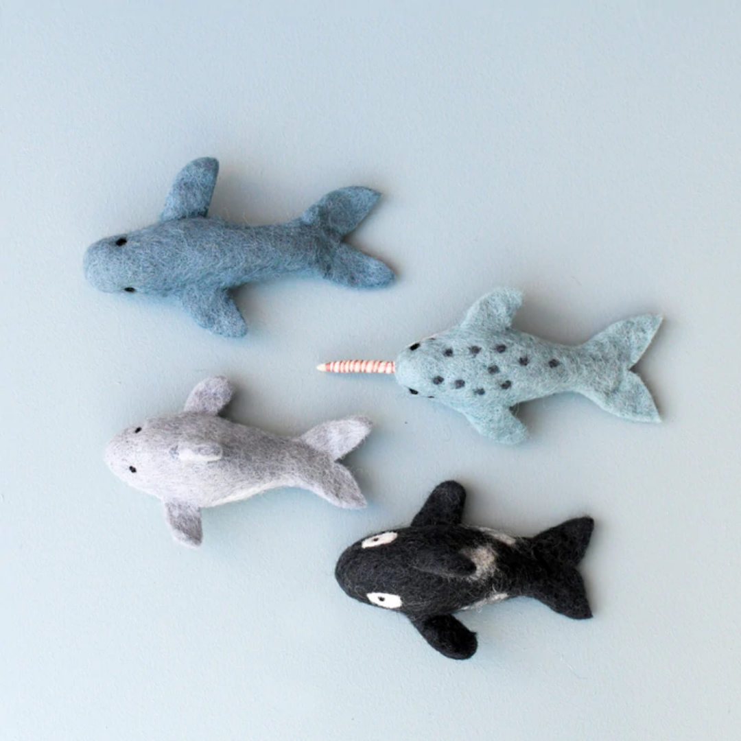 Felt Ocean Marine Mammals Toys - Orca, Whale, Dolphin, Narwhal