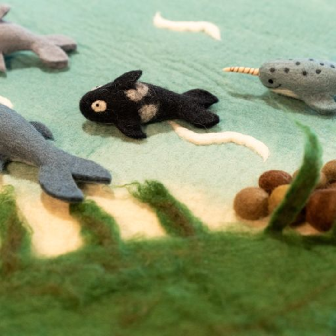 Felt Ocean Marine Mammals Toys - Orca, Whale, Dolphin, Narwhal