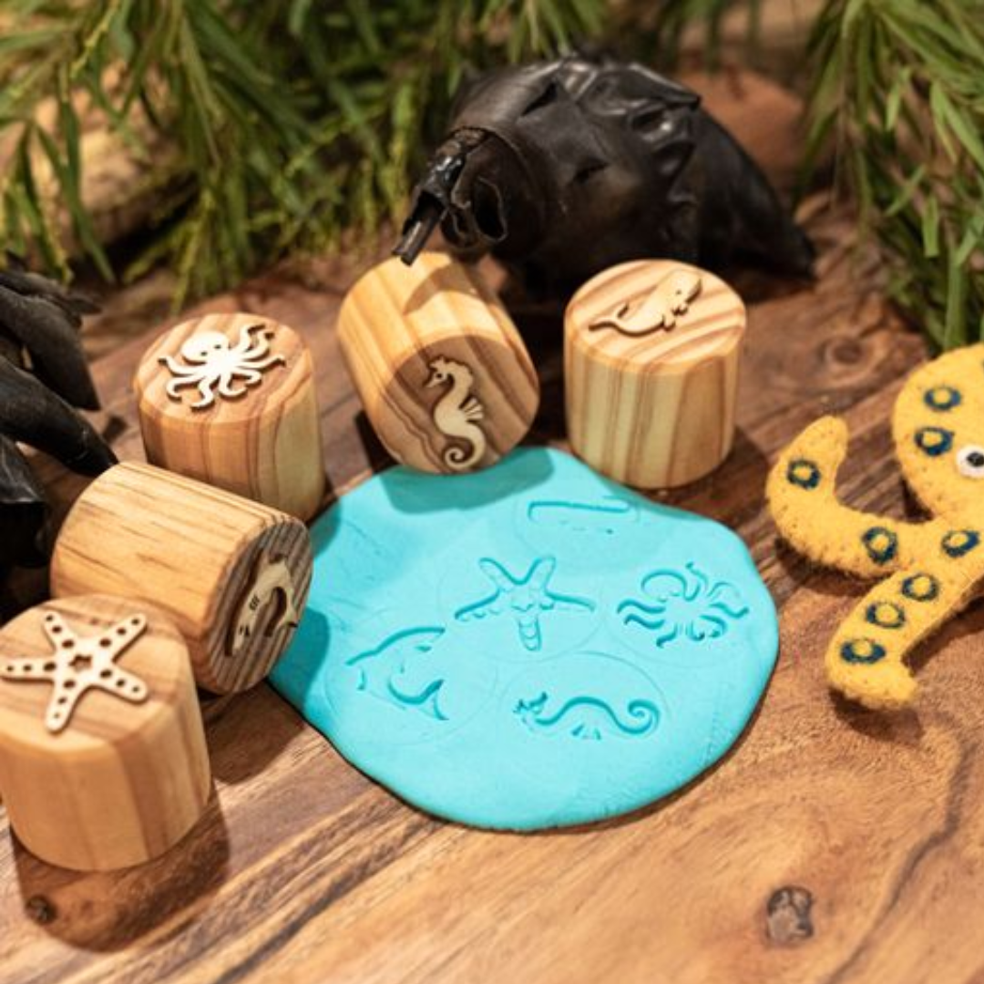 Wooden Sea Creatures Playdough Stamps