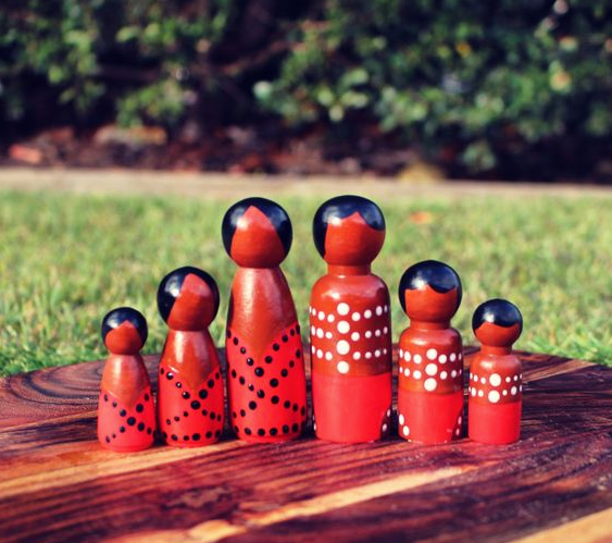 Aboriginal Peg Dolls - Red