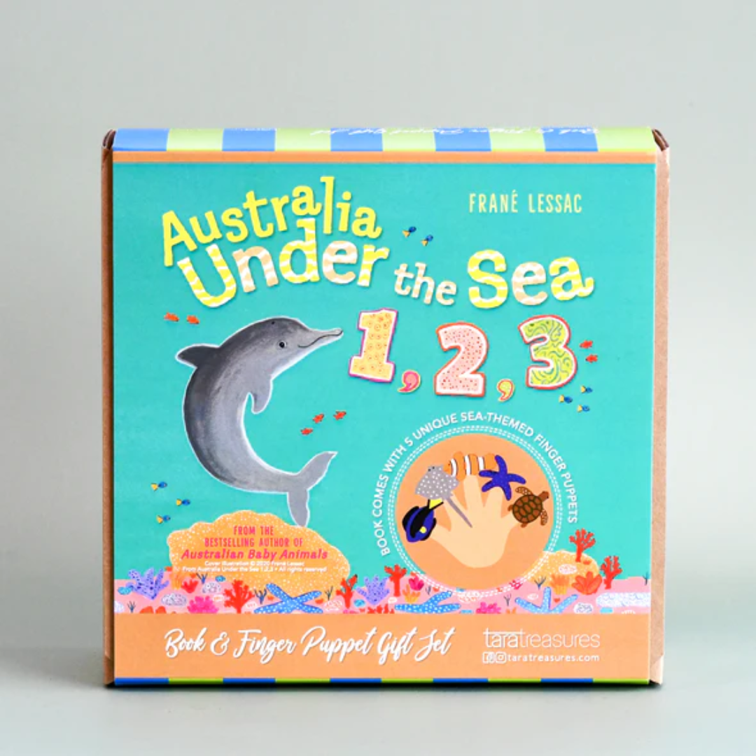 Australia Under the Sea 1, 2, 3 by Frané Lessac - Book and Finger Puppet Set