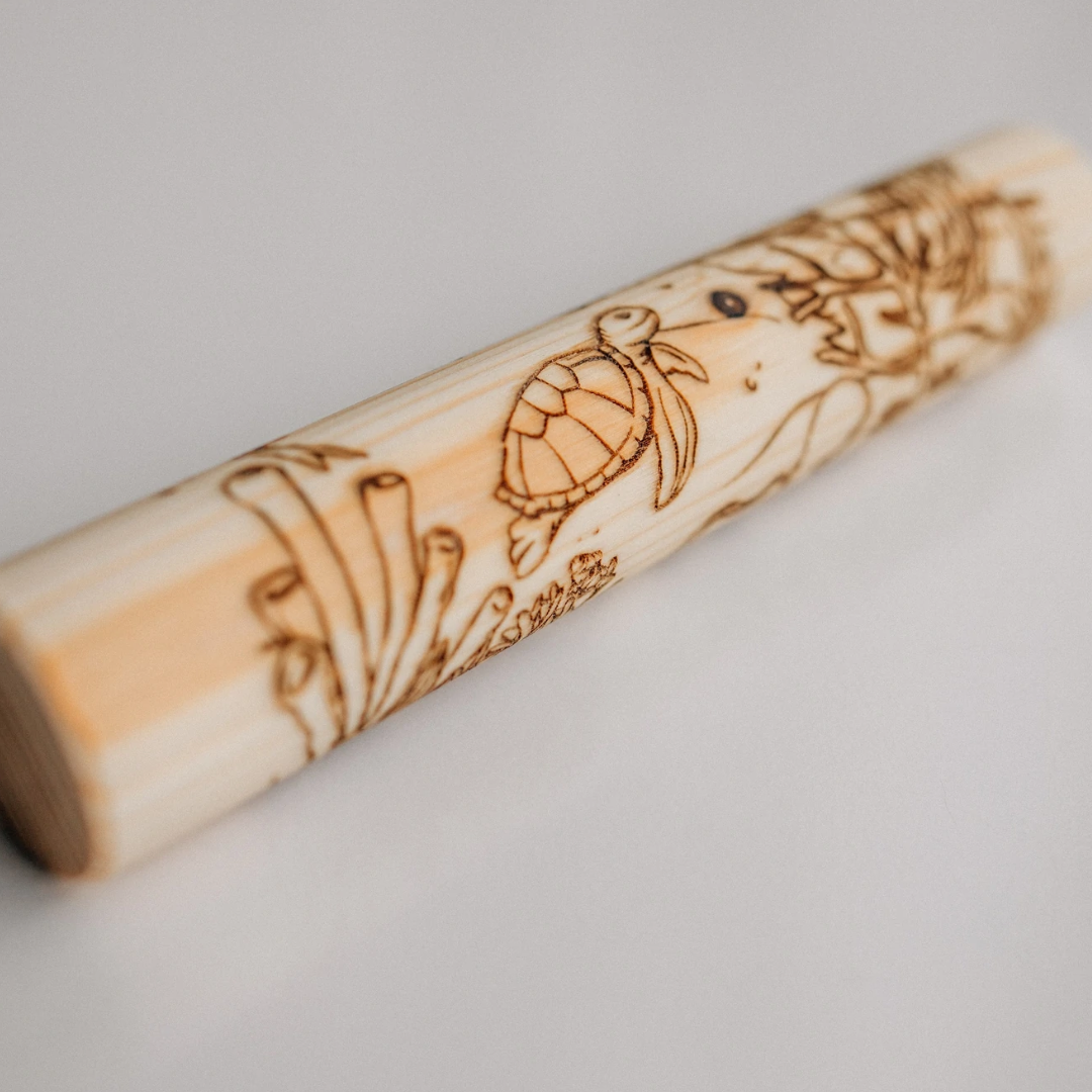 Wooden Engraved Roller - Ocean