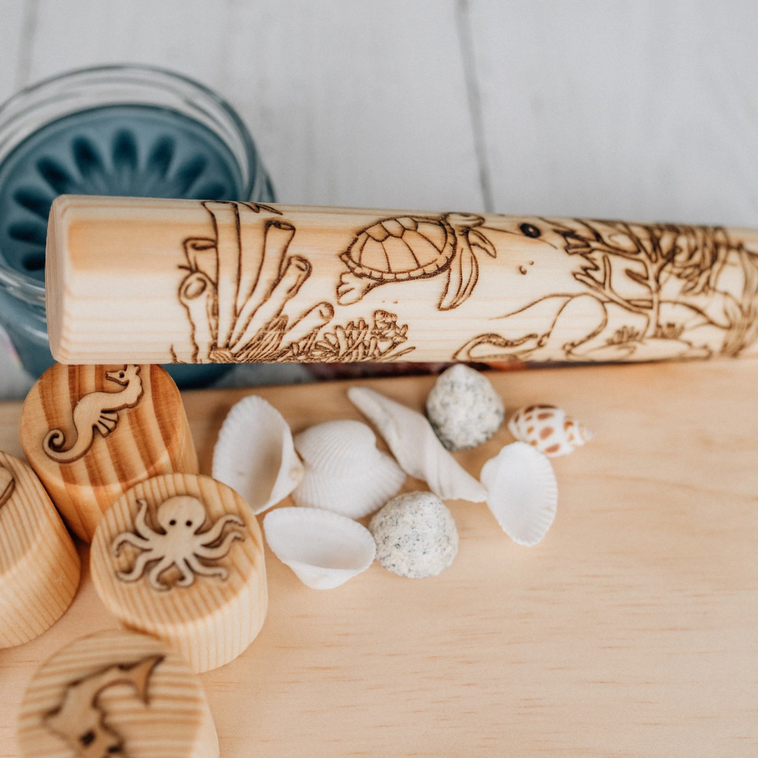 Wooden Engraved Roller - Ocean