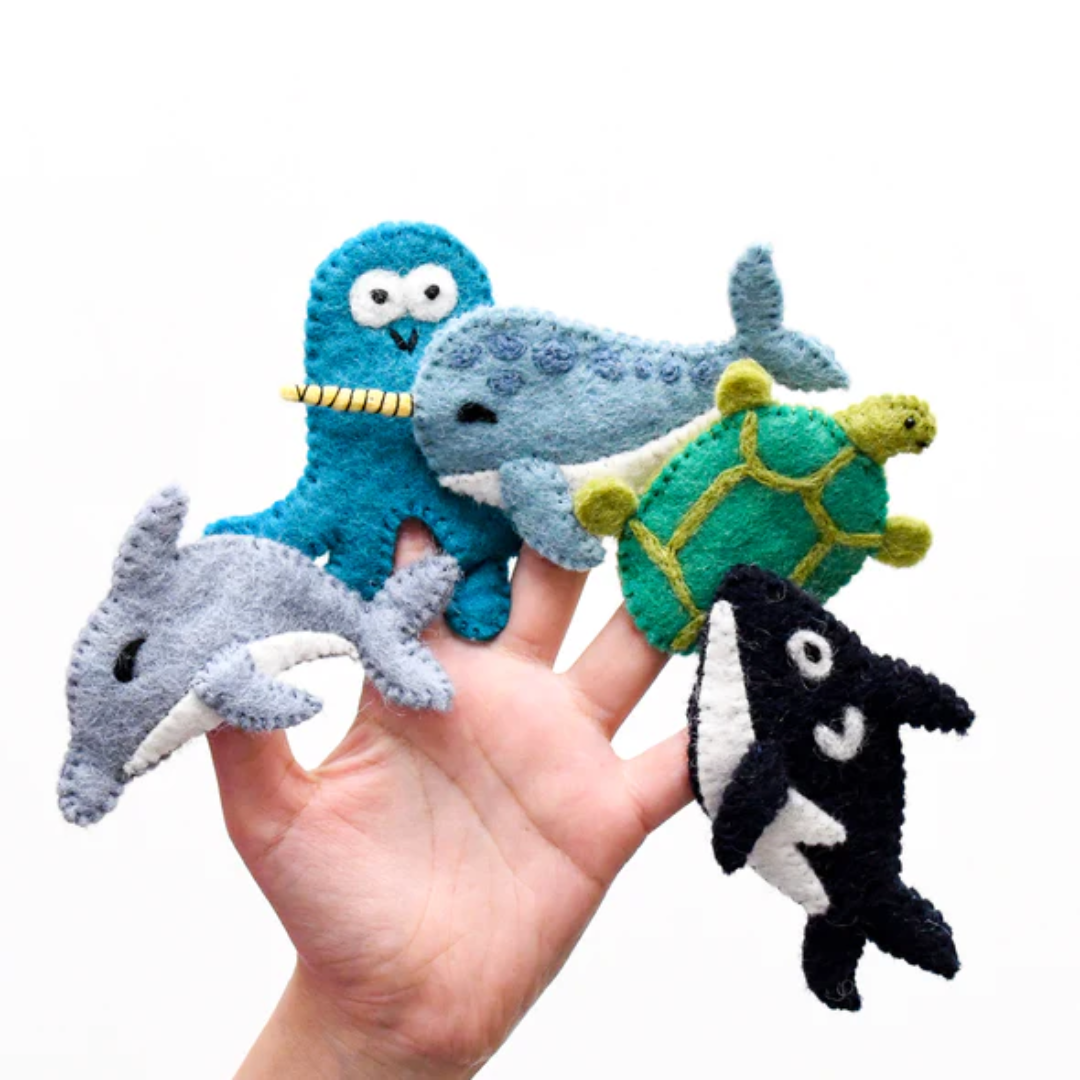 Ocean and Sea Creatures B, Finger Puppet Set