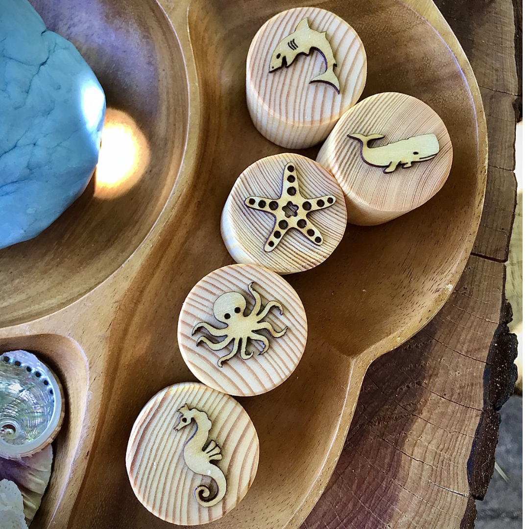 Wooden Sea Creatures Playdough Stamps